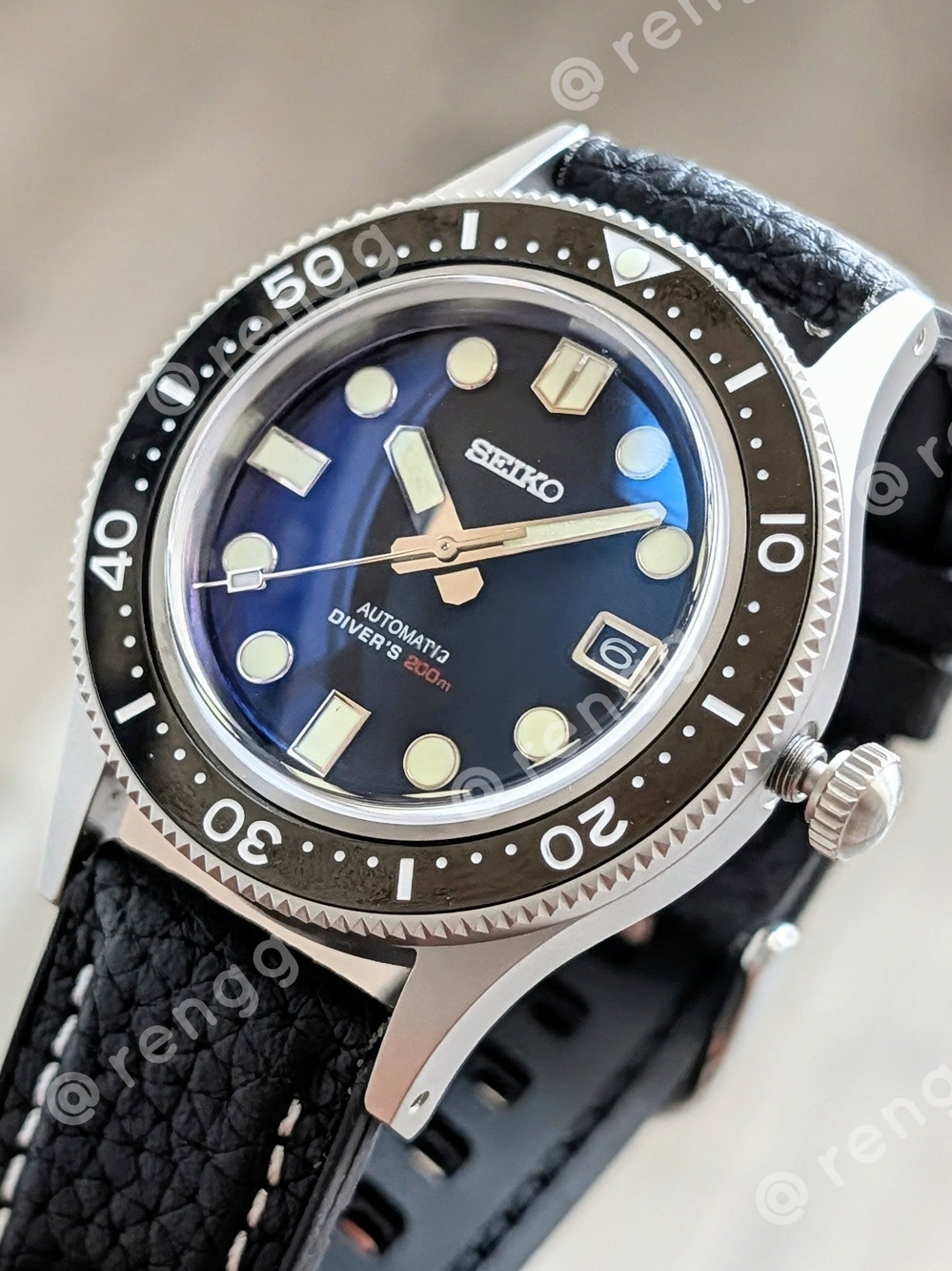 40mm Titanium Seiko Black Automatic Diver Mod Watch Dome Sapphire AR Coated